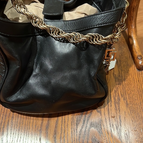 Versace H&M Black Leather Purse With Charms And Chain Handle Tags Dust Bag - Picture 4 of 13